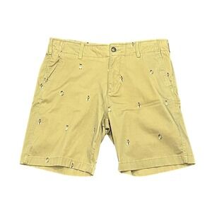 Benson Chino Shorts Mens 36 Hula Girl Print Beige Khaki Tencel Cotton Tropical